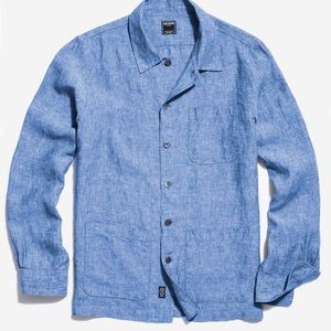 Todd Snyder ITALIAN LINEN CHORE SHIRT IN BLUE Size L